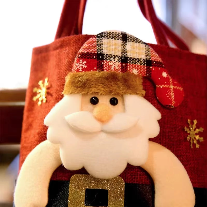 1-20PC Christmas Tote Bags Snowman Fawn Santa Claus Gift Bags for Kids Candy Storage Bags Xmas Party Holiday Decoration Supplies