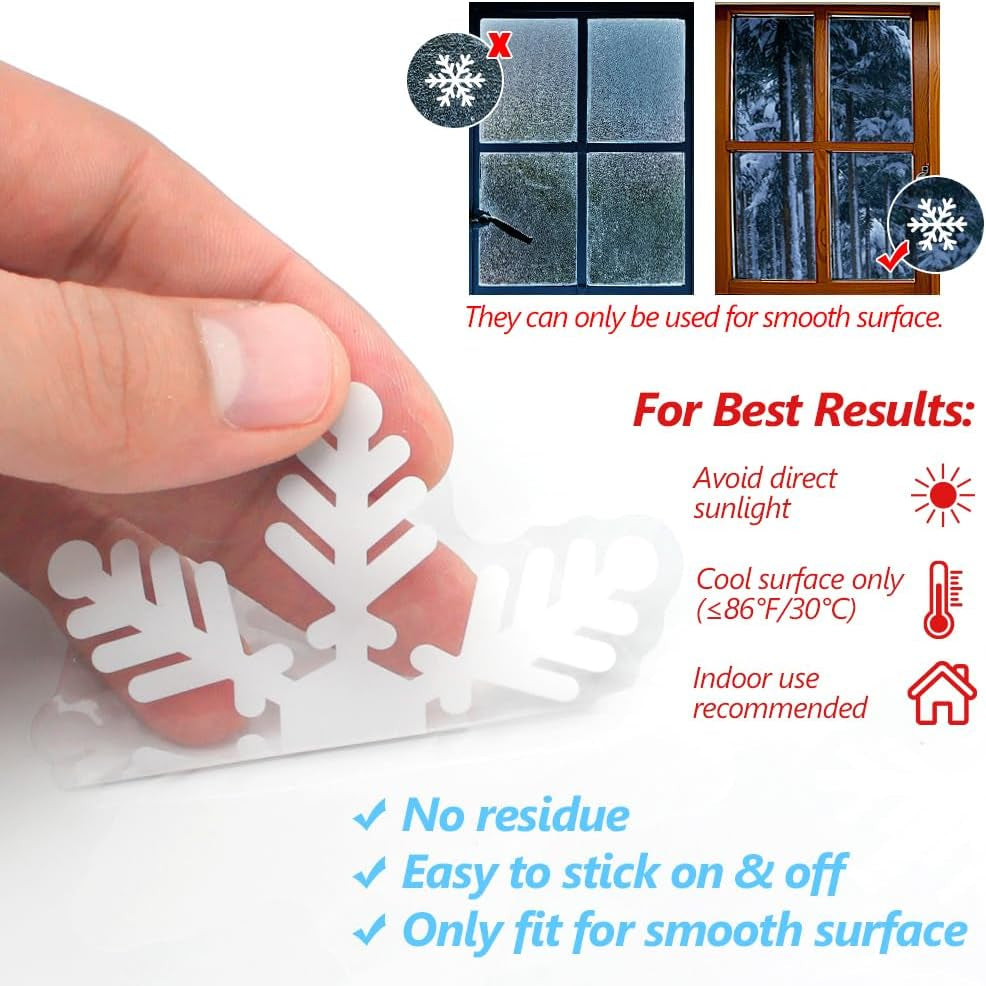 135Pcs Christmas Window Clings Snowflakes Window Decals Static Window Stickers for Christmas Decorations Windows Décor Ornaments Xmas Party Supplies Thanksgiving Party Décor