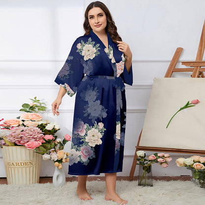 Satin Pajamas Women's Summer Light Luxury Bathrobe Homewear