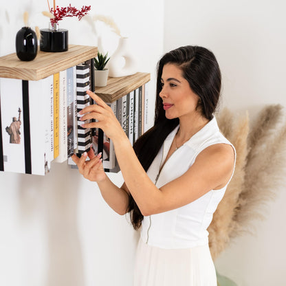 Floating Book Shelves for Wall Mounted Set of 2 - Upside down Space Saving