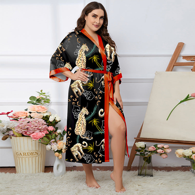 Satin Pajamas Women's Summer Light Luxury Bathrobe Homewear