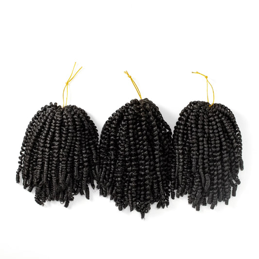 3 Bundles/Lot 8 Inch Short Spring Twist Crochet Braids Bomb Twist Crochet Hair, Afro Kinky Curly Crochet Braids Synthetic Hair Extensions for Hair Braiding