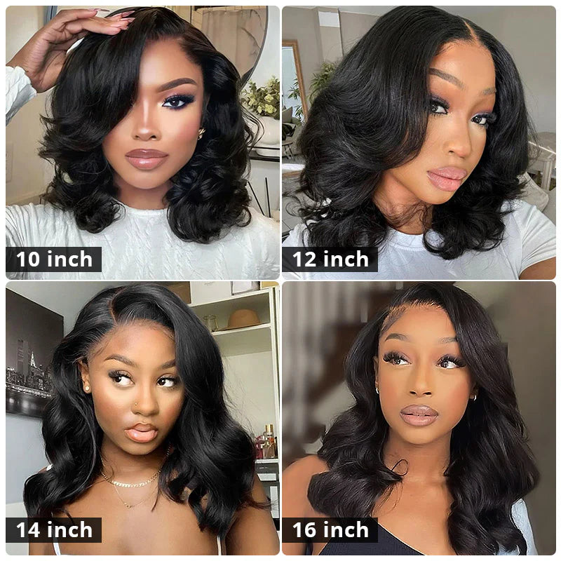Short Bob Wig Body Wave C Part Lace Front Wigs 16 Inch 180% Density Lace Wigs