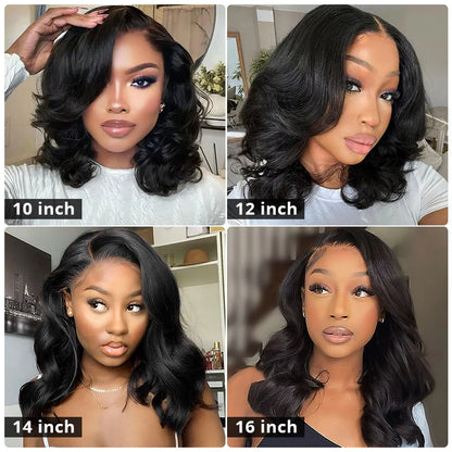 Short Bob Wig Body Wave C Part Lace Front Wigs 16 Inch 180% Density Lace Wigs