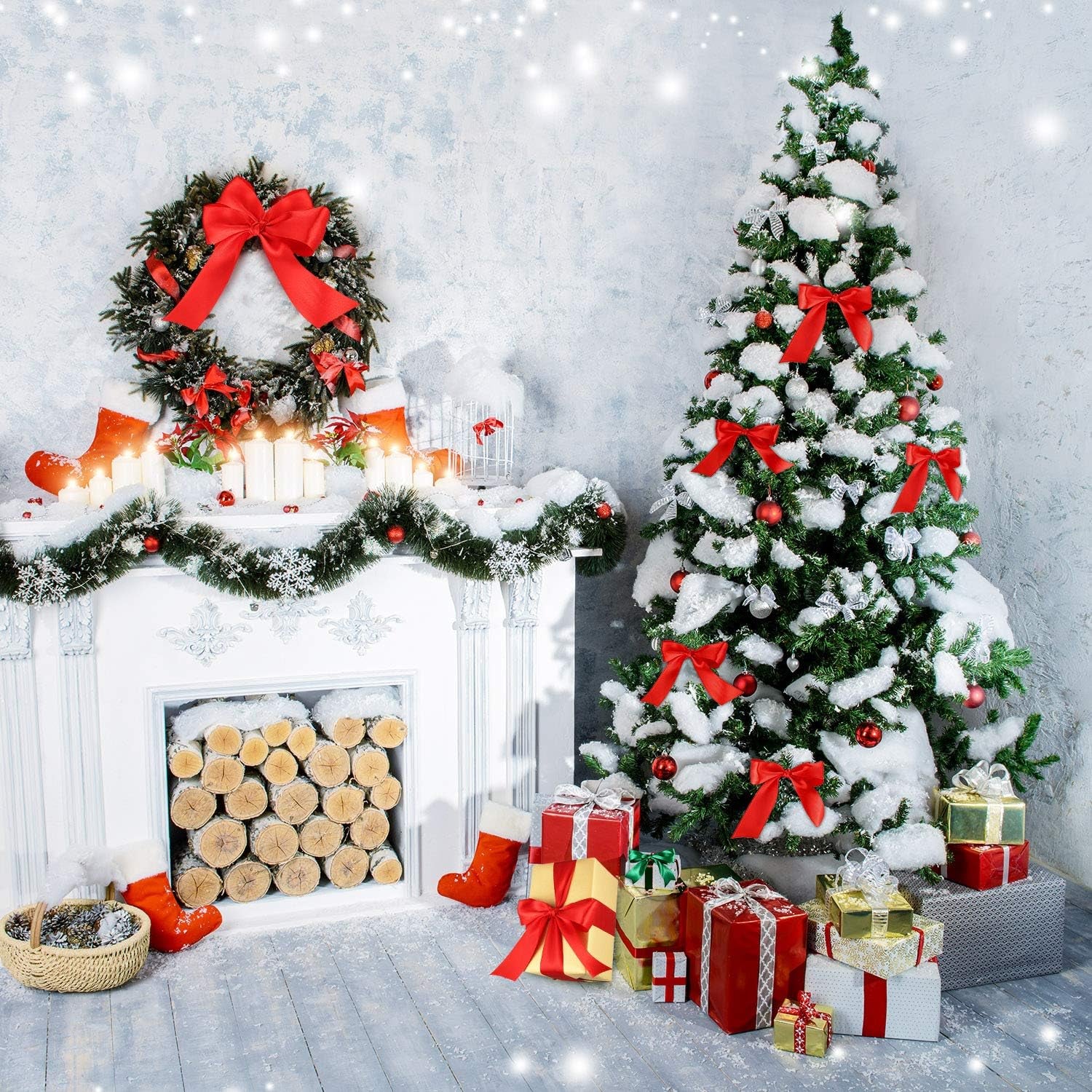 2 Rolls Christmas Satin Ribbon Double Face Polyester Wide Solid Satin Ribbon for Christmas Wedding Gift Wrapping Crafts Decoration Favor(1.5 Inch,Red, Green)