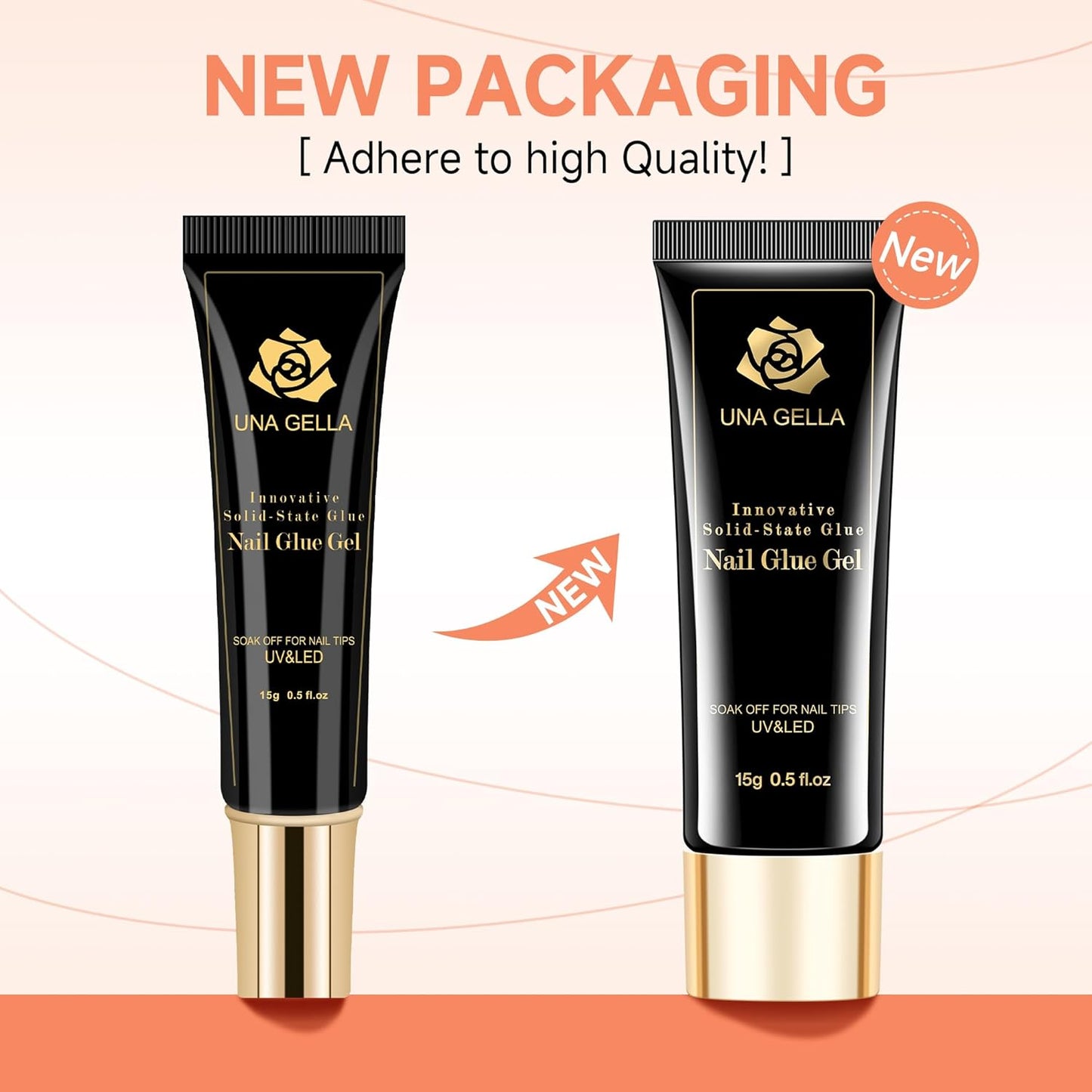 Solid Nail Glue Gel 15Ml Lamp Curing Needed Solid Soak off U V/LED Lamp Required Super Strong Glue for Fake Acrylic Soft Gel Nail Tips Press on Nails Art Extension