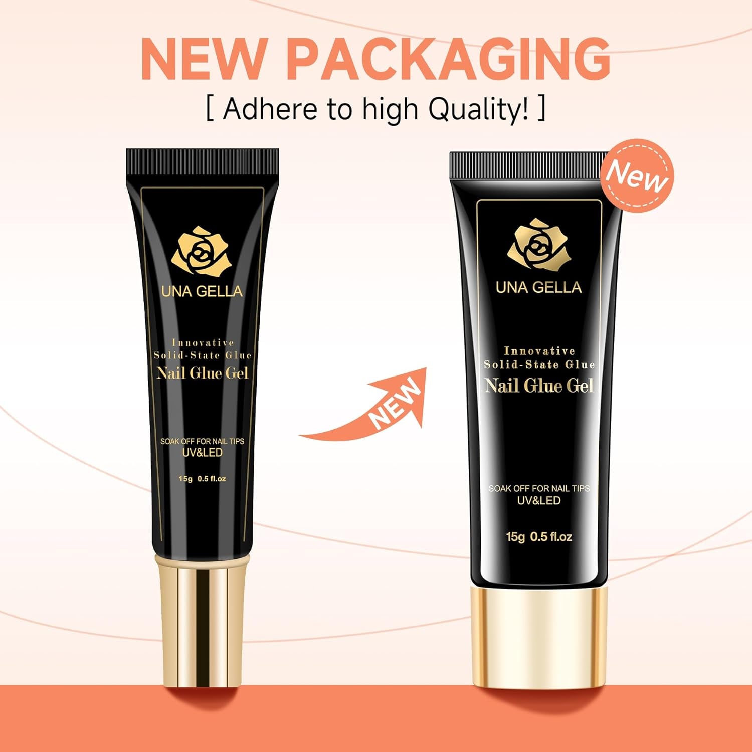 Solid Nail Glue Gel 15Ml Lamp Curing Needed Solid Soak off U V/LED Lamp Required Super Strong Glue for Fake Acrylic Soft Gel Nail Tips Press on Nails Art Extension