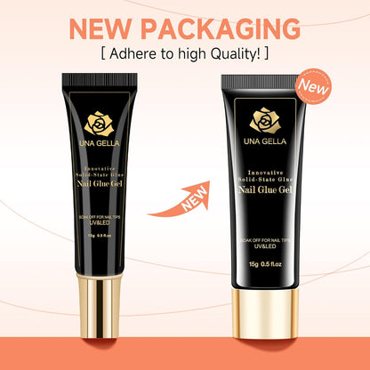 Solid Nail Glue Gel 15Ml Lamp Curing Needed Solid Soak off U V/LED Lamp Required Super Strong Glue for Fake Acrylic Soft Gel Nail Tips Press on Nails Art Extension