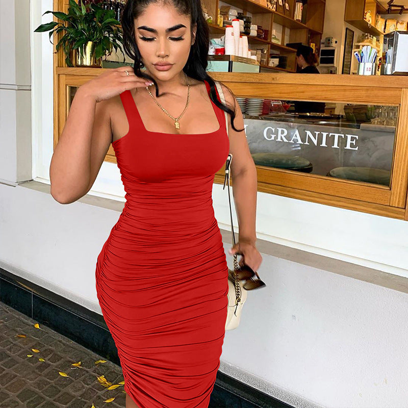 Sexy Ruched Bodycon Mini Dress for Women
