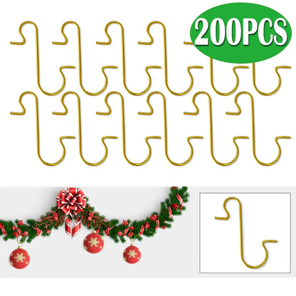 Christmas Ornaments Tree Hook Christmas Trees Hook Metal Hooks Gold Hanging Hook for Hanging Xmas Tree Ornaments 200PCS