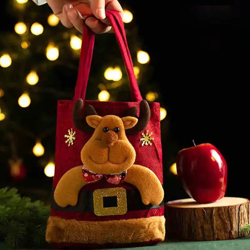 1-20PC Christmas Tote Bags Snowman Fawn Santa Claus Gift Bags for Kids Candy Storage Bags Xmas Party Holiday Decoration Supplies