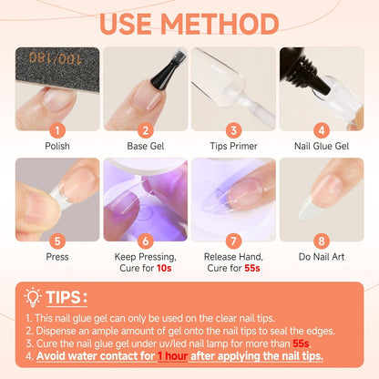 Solid Nail Glue Gel 15Ml Lamp Curing Needed Solid Soak off U V/LED Lamp Required Super Strong Glue for Fake Acrylic Soft Gel Nail Tips Press on Nails Art Extension