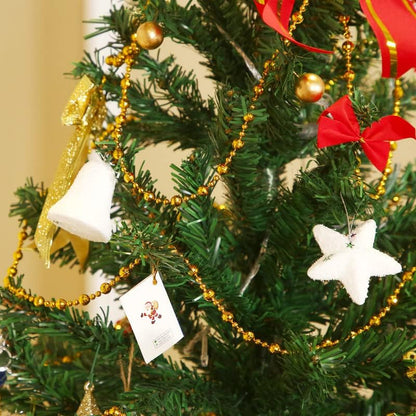 49 Ft Beaded Garland for Christmas Tree Plastic Artificial Pearl Strands String Beads Trim Roll Chain for Xmas DIY Craft Party Decoration Table Centerpiece Wedding Bouquet(Gold)