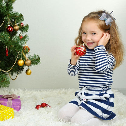 Sparkle This Christmas with 4Pcs Glitter Snowflake Hair Clips - Adorable Blue Bow Accessories for Girls and Teens!