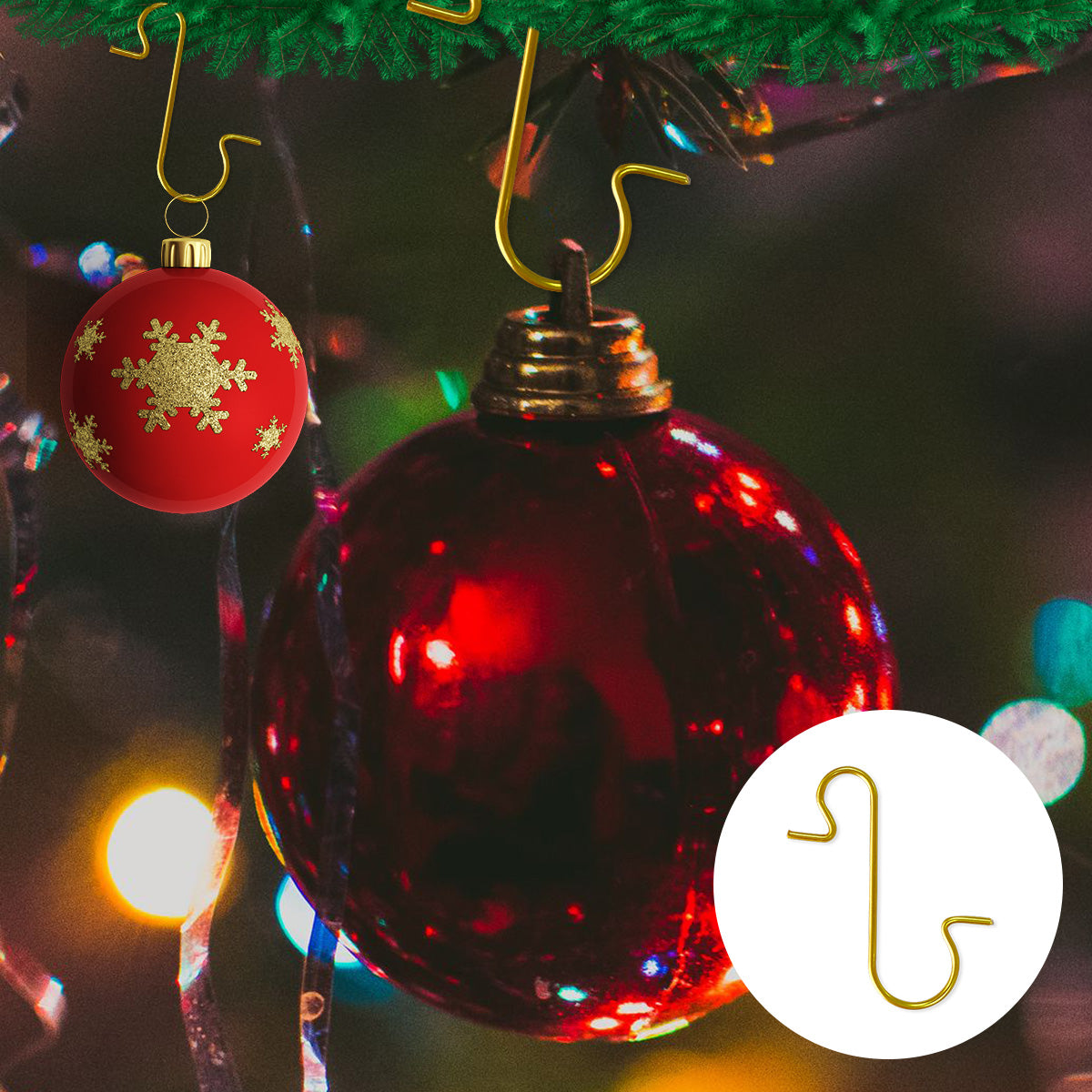 Christmas Ornaments Tree Hook Christmas Trees Hook Metal Hooks Gold Hanging Hook for Hanging Xmas Tree Ornaments 200PCS