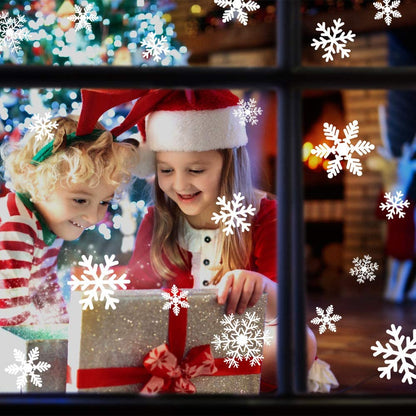 135Pcs Christmas Window Clings Snowflakes Window Decals Static Window Stickers for Christmas Decorations Windows Décor Ornaments Xmas Party Supplies Thanksgiving Party Décor