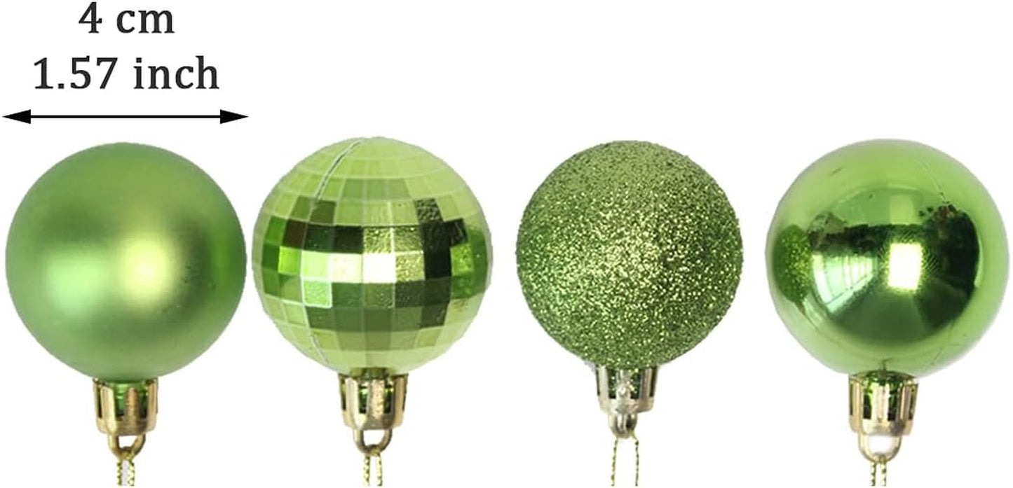 Christmas Baubles Assorted Pendant Shatterproof Ornament Set - Seasonal Holiday Wedding Party Decorations (24 Pcs, 4 Cm) Green Christmas Ball