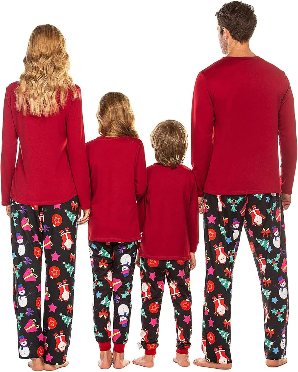 Christmas Pajamas Matching Family Pj Set Long Sleeve Tops and Plaid Pants for Sleepwear Soft Loungewear Pjs