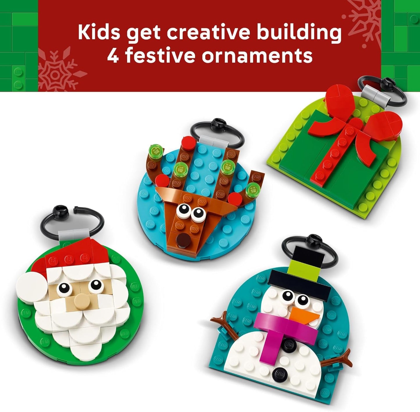 Christmas Ornament Selection Building Toys - Holiday Crafts for Family, Kids, Boys & Girls, Ages 6+ - Hanging Christmas Decorations for Tree - 40744