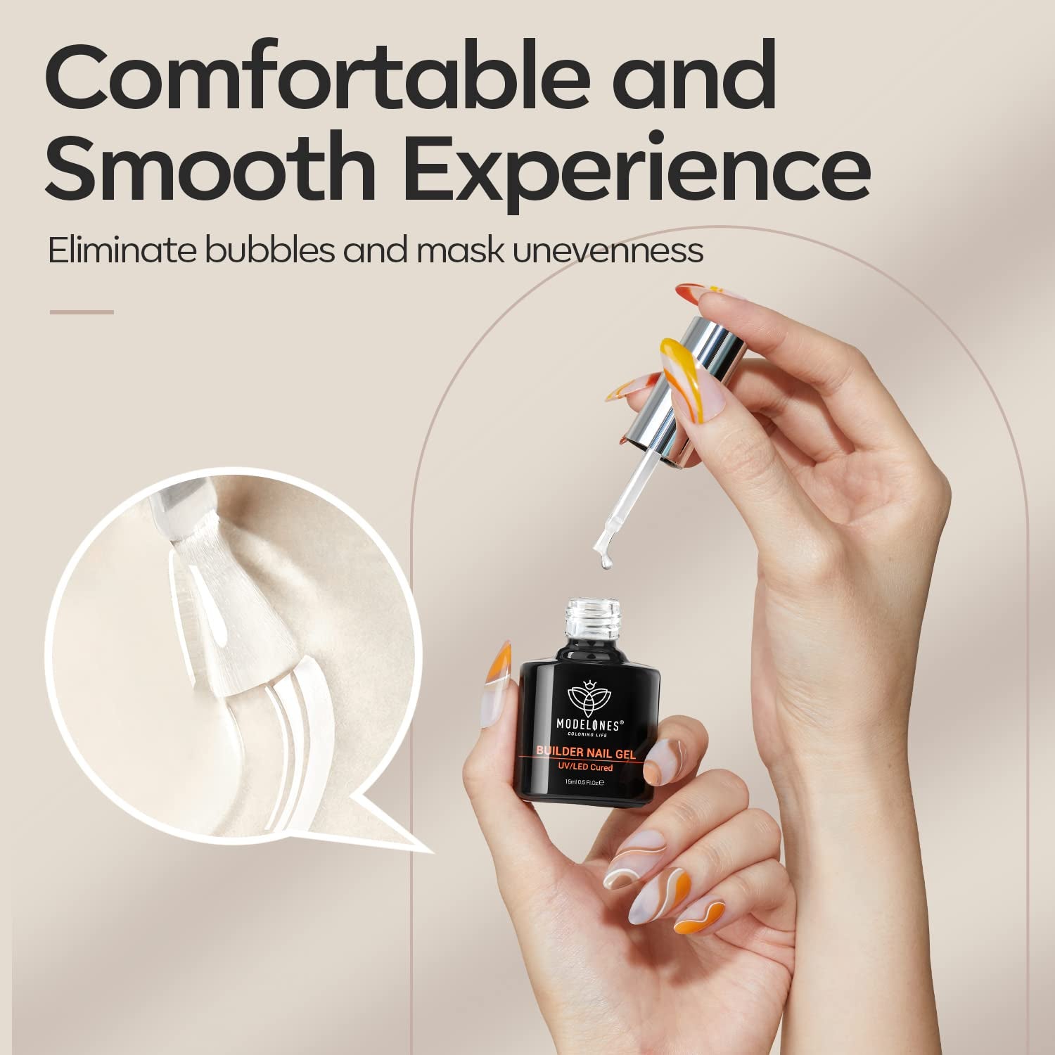 Builder Nail Gel, 7-In-One Clear Builder for Nails, LED Lamp Cured Color Rubber Base Gel Polish Coat Strengthener Thickening Extension Rhinestone Glue in a Bottle for DIY Home Salon Gifts